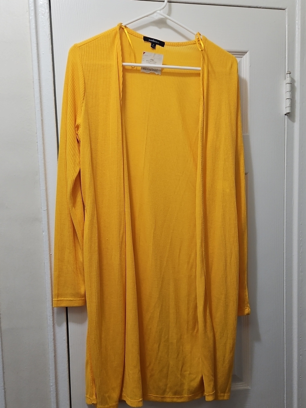 Mustard Yellow Ribbed Open Cardigan